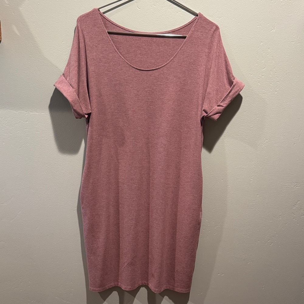 Encircled Everyday Tee Shirt Dress Rose Pink T-Shirt Bamboo Cotton Blend Dress